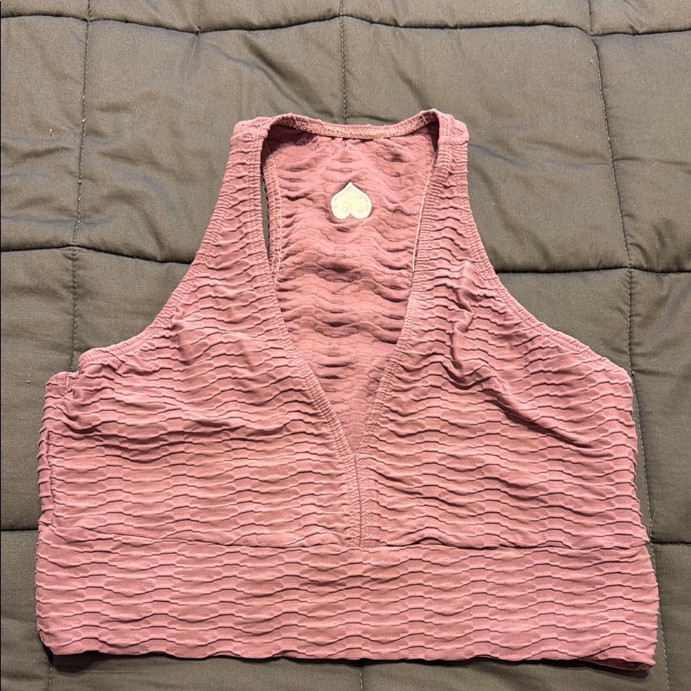 Booty by Brabants Pink Ribbed Cut Out Sports Bra